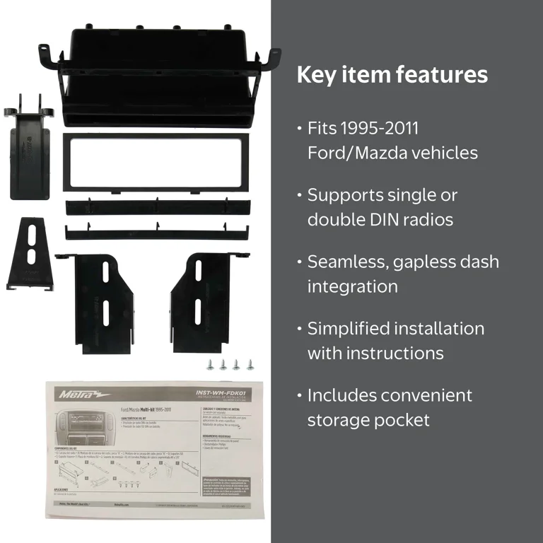 Metra, Car Radio Installation Kit, Single DIN, Black - Walmart.com