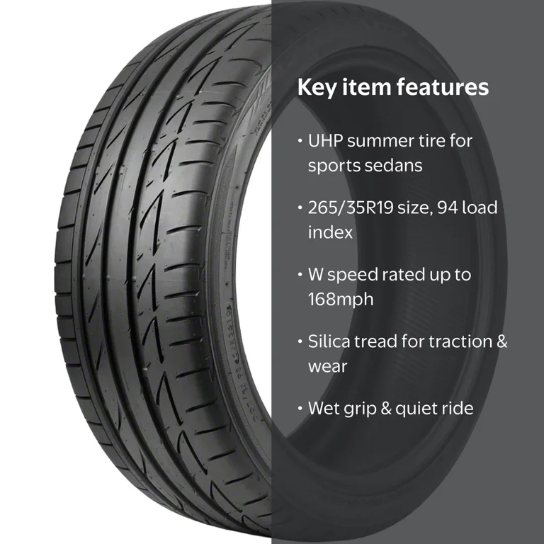 Bridgestone, Passenger Tire, 265/35R19 94Y, Black Summer Tire