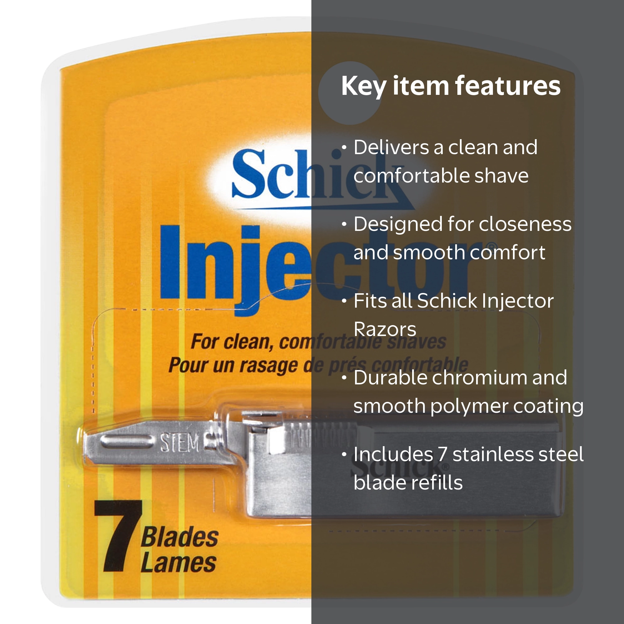 Schick Stainless Steel Injector Blades with Chromium Coating for
