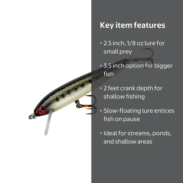 bass lure small minnows Strike King Homing Minnow Natural Herring 4 1/8o sharp hook for deep penetration and secure hooksets Tak's Mini Minnow - Rainbow