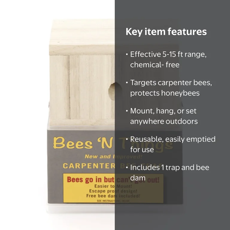 Bees N Things Wood Hanging Carpenter Bee Catcher for Outdoor Use