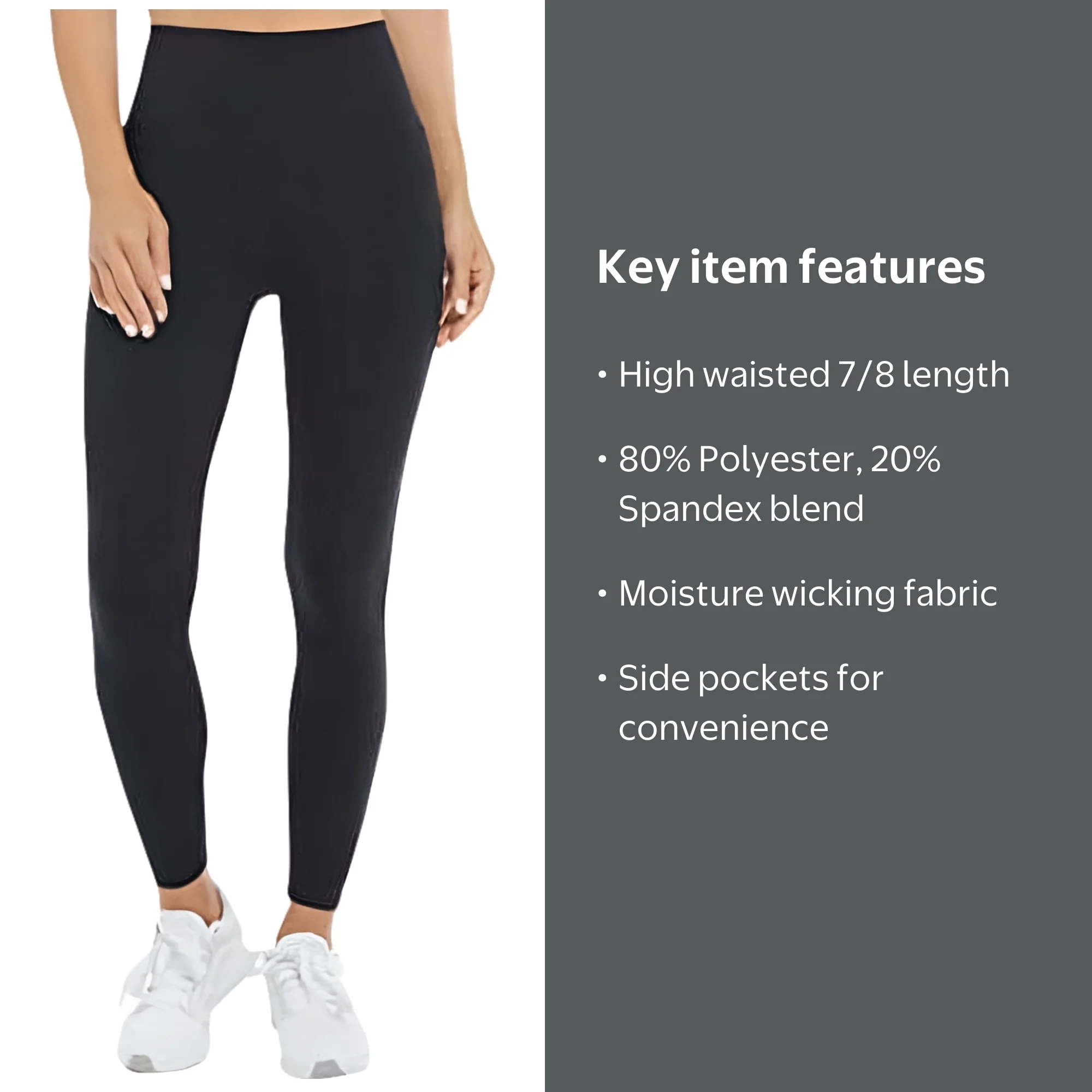 Danskin Women's High Waisted Leggings with Pockets, Lightweight 7