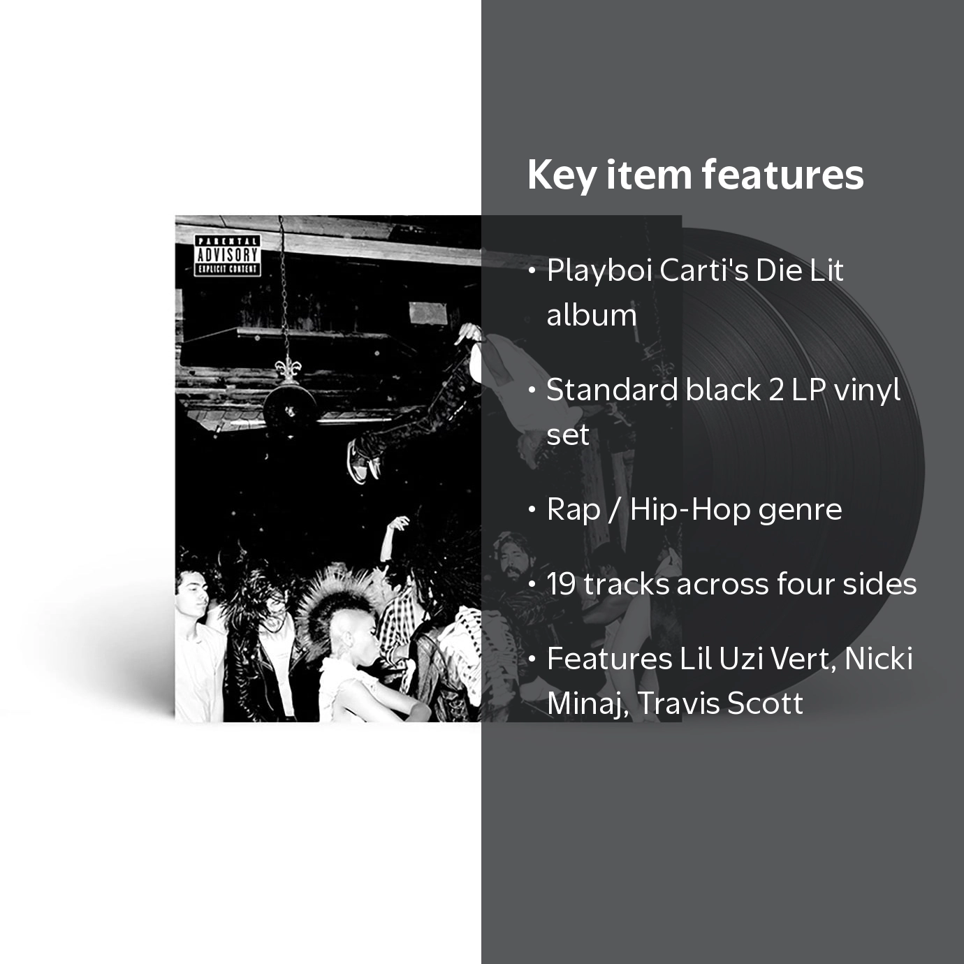 Playboi Carti, Die Lit Vinyl 2 LP, Standard Black, 19 Tracks