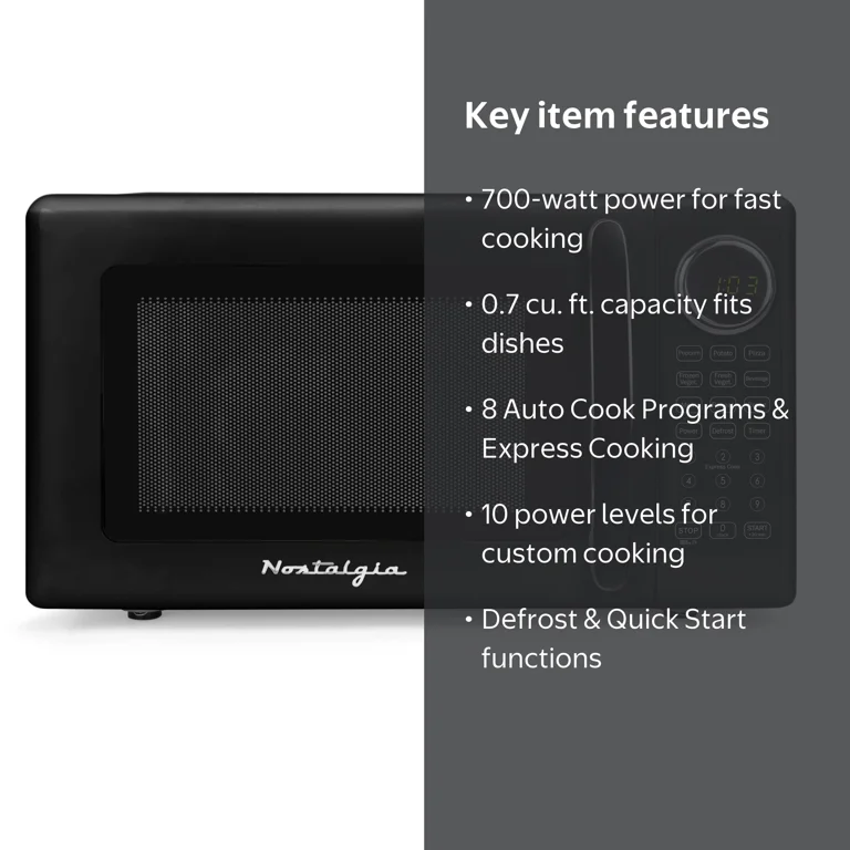 Nostalgia 0.7 cu ft Retro Microwave Oven, 700W Countertop