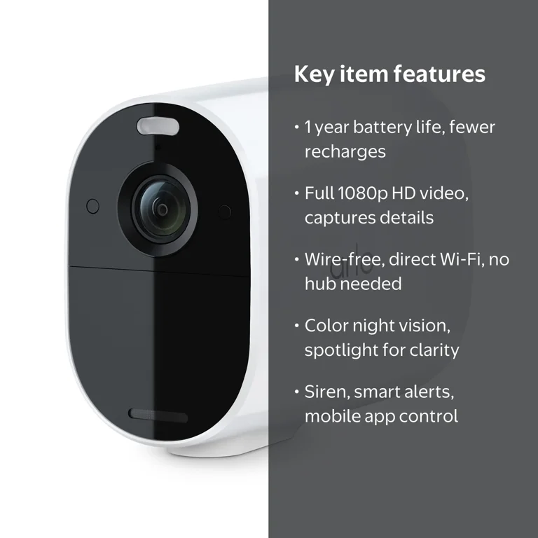 Arlo Essential XL Camera - Wireless, 1080p, Night Vision, 2 Way