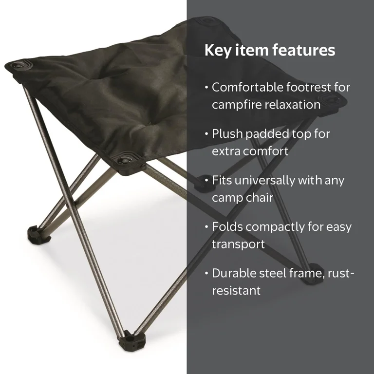 Guide Gear, Camp Chair Foot Stool, Black, Portable Foldable