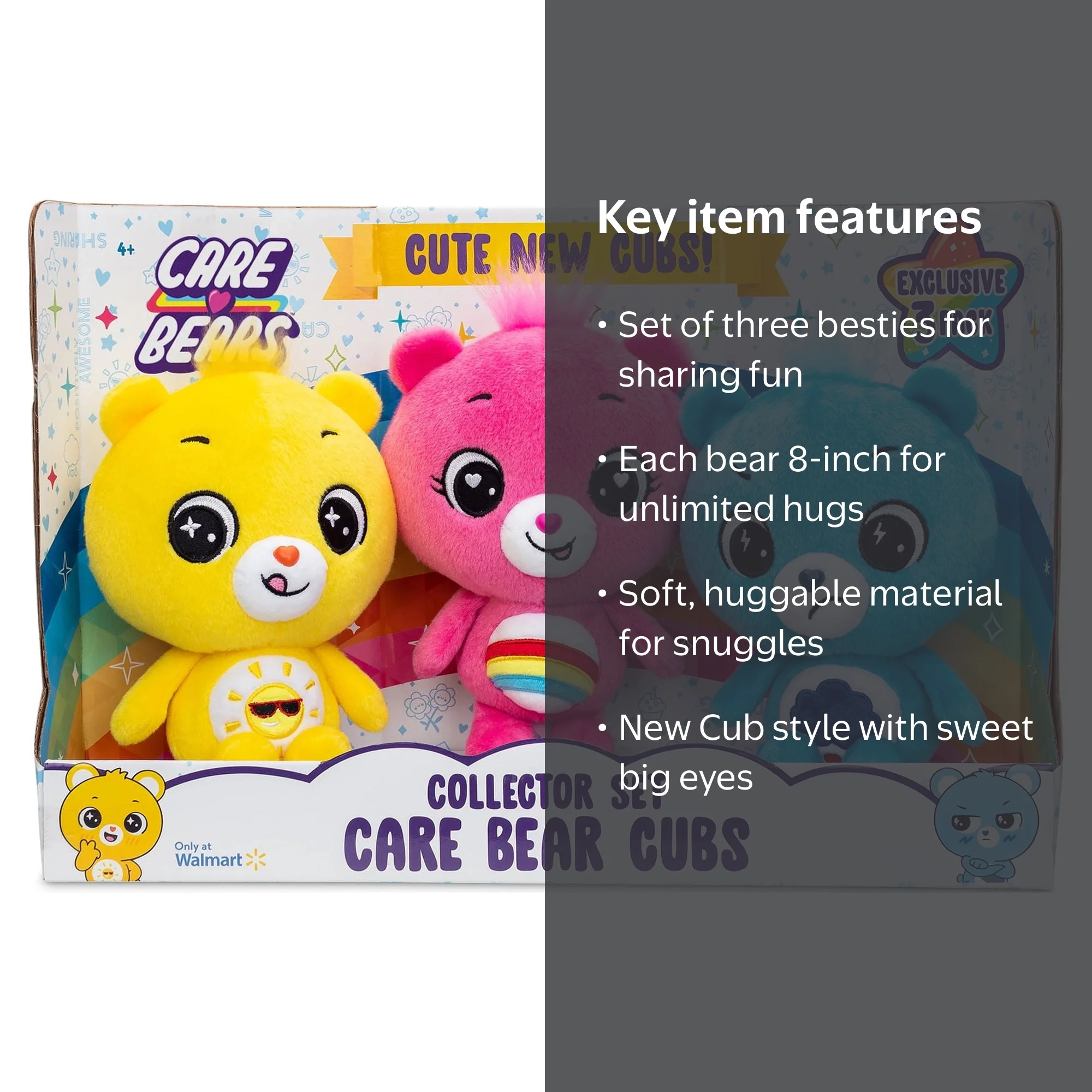 Care Bear Cubs 8 Inch Plush 3-Pack - Soft Huggable Material