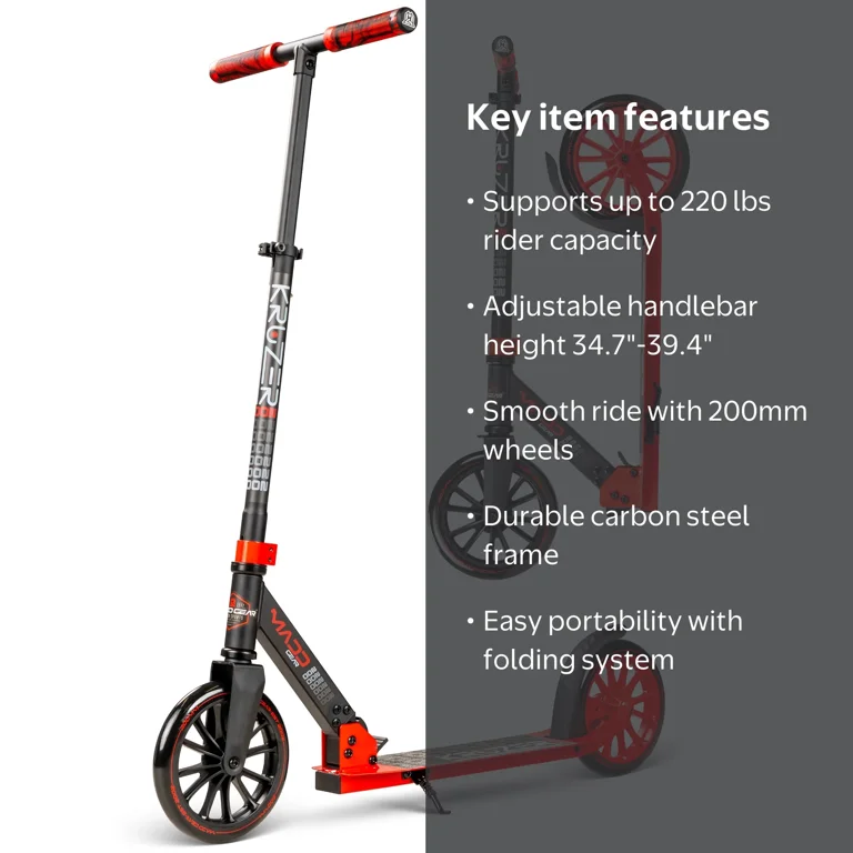 Madd Gear Kruzer 200 Folding Commuter Kick Scooter ‚Äì Lightweight