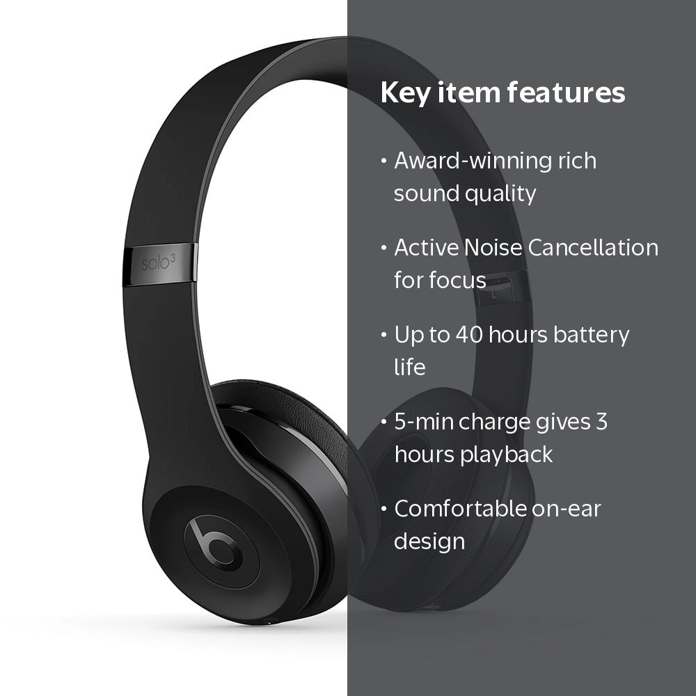 Beats Solo3 Headphones - Premium earphones for support - Walmart