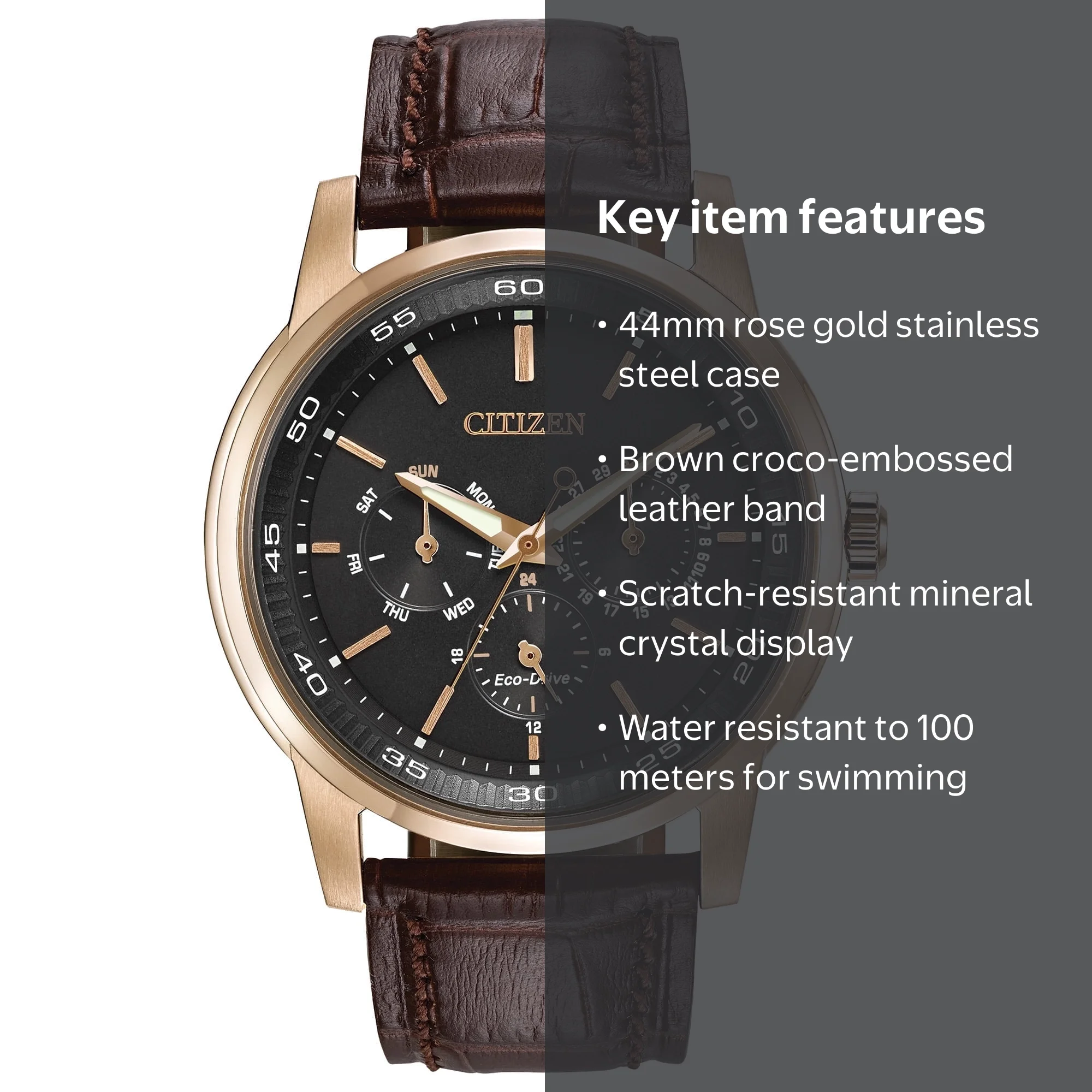 citizen men's dress eco-drive black-brown leather strap watch 44mm bu2013-08e Citizen Men's Dress Eco-Drive Black-Brown Leather Strap Watch 44mm BU2013- 08E at Mall of America in Bloomington, MN