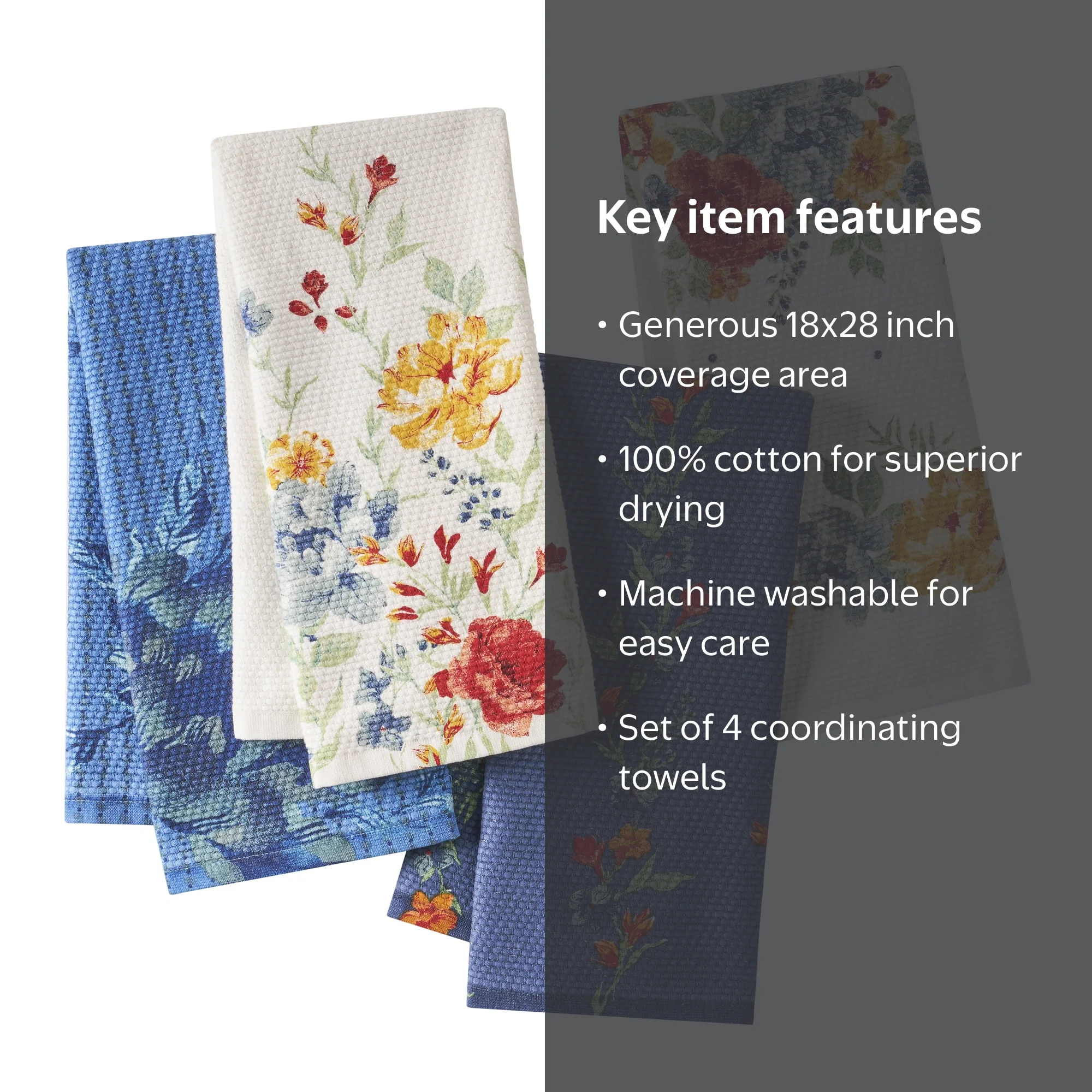 The Pioneer Woman Delilah Woven Kitchen Towels, Multicolor, 18