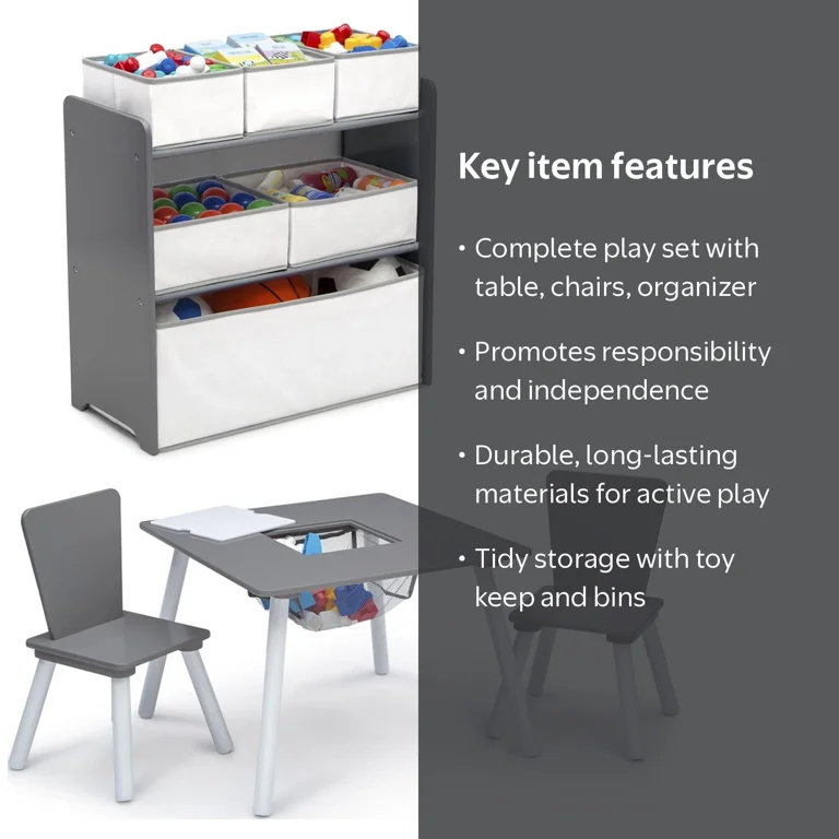 Delta Children 4-Piece Toddler Playroom Set, Grey/White - Walmart.com