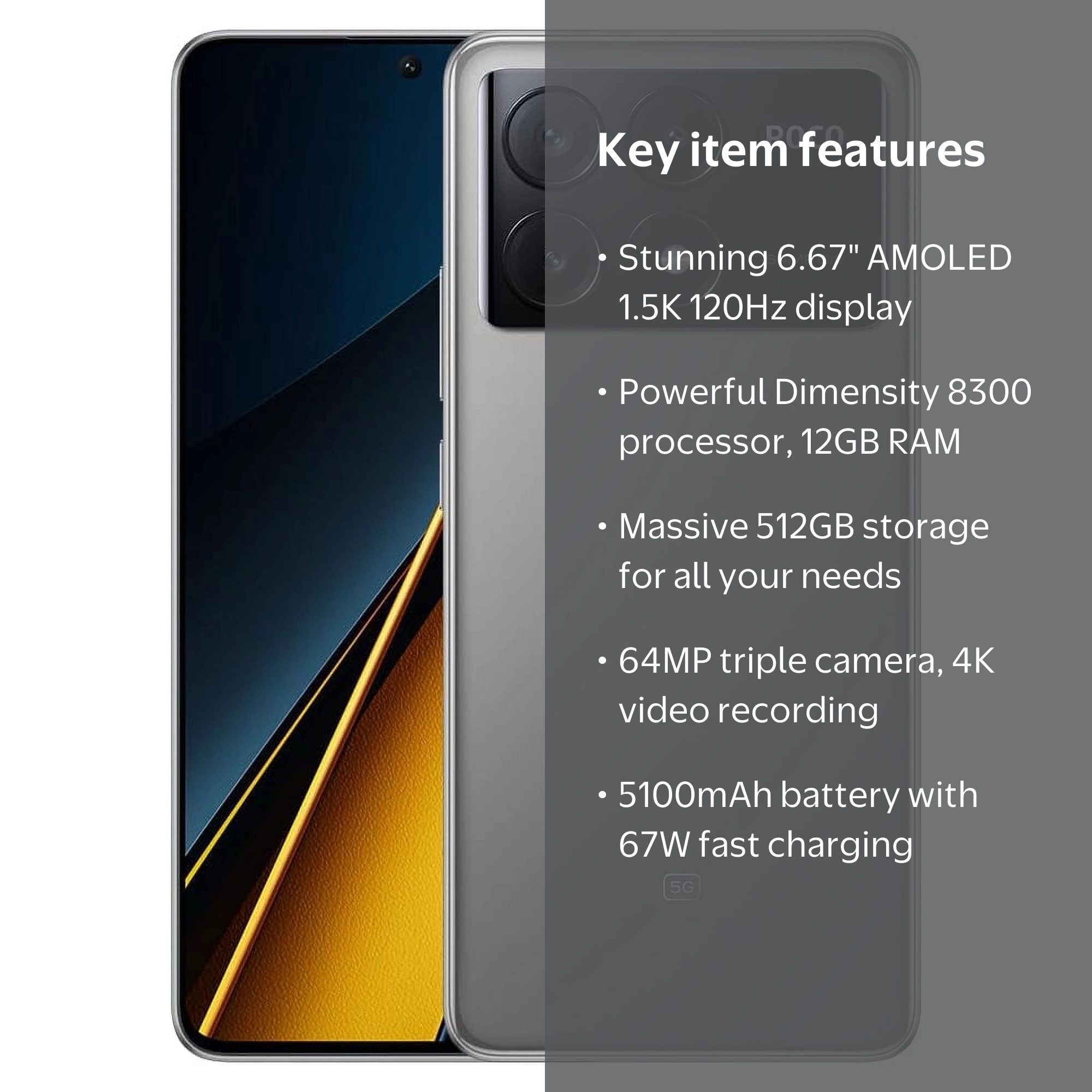 POCO X6 Pro 5G グレー 12GB/512GB グローバル版 Xiaomi Poco X6 PRO 5G GSM Global Unlocked (512GB+12GB) 6.67