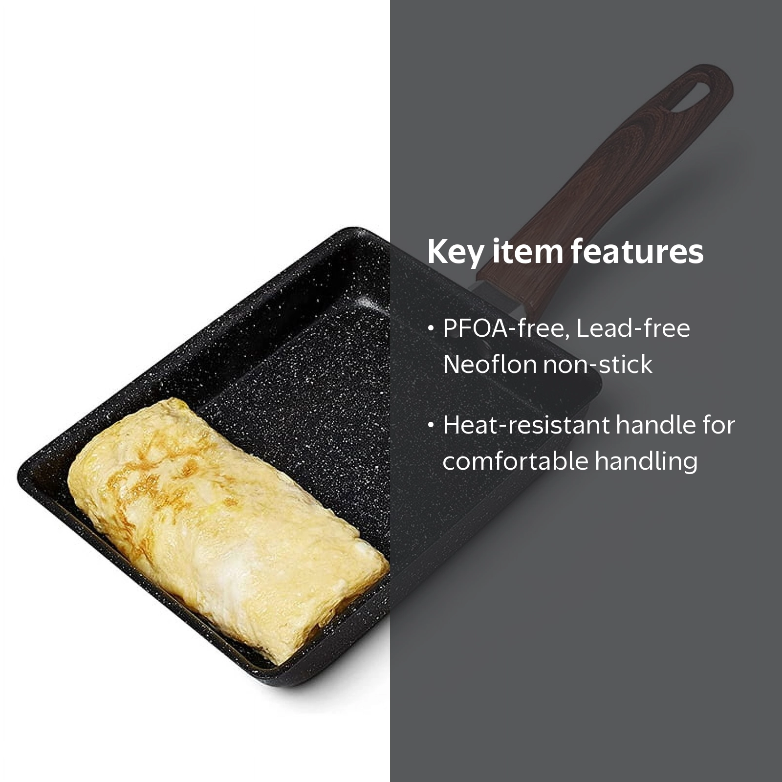 Tamagoyaki Pan Japanese Omelette Pan,Non-Stick Coating Square Egg
