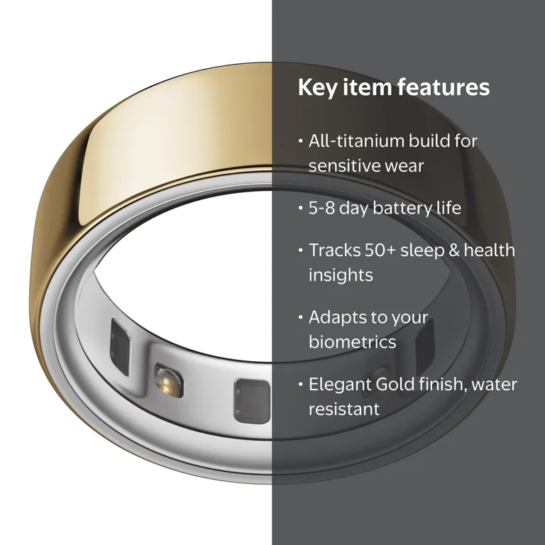 Oura Ring 4, Gold, Size 5, Titanium, Smart Wearable Tracker