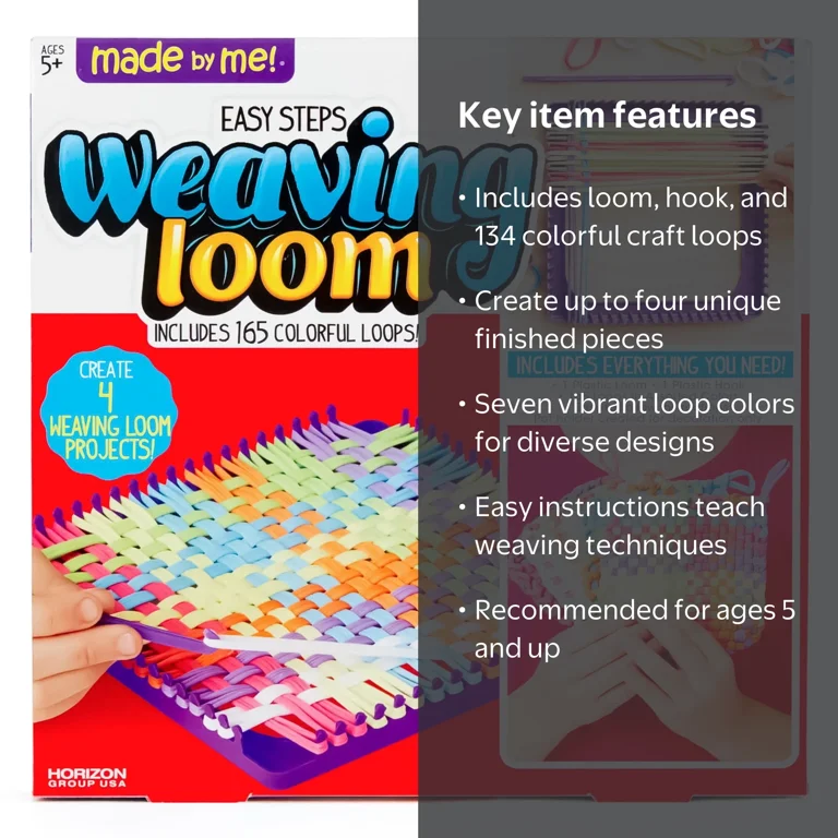 Made by Me Kids Multicolor Weaving Loom Activity Kit, 165 Craft