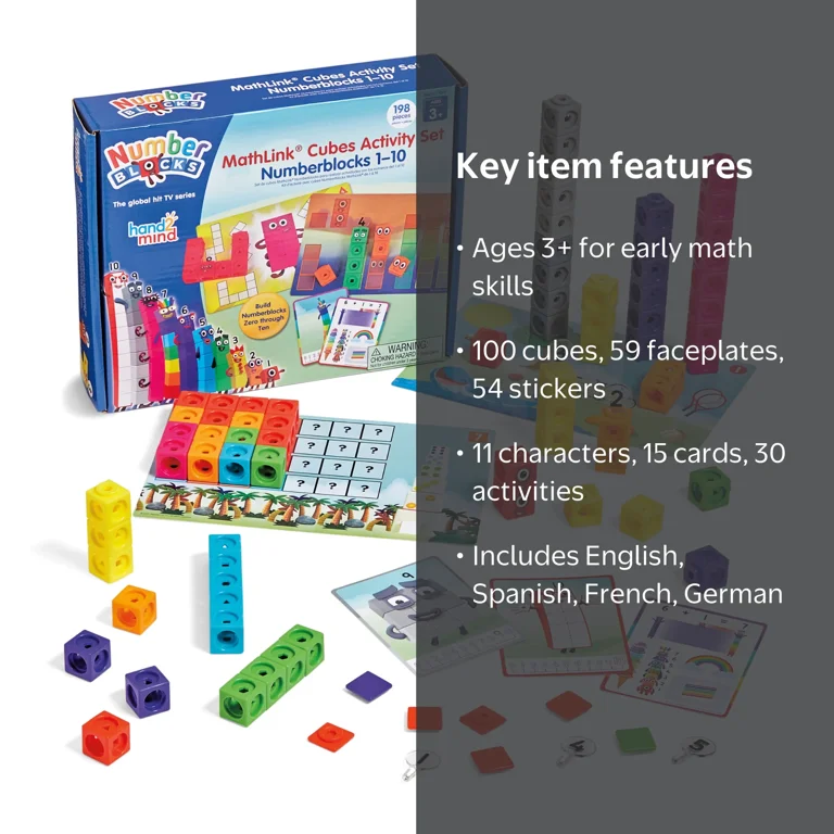 hand2mind Numberblocks 1-10 MathLink Cubes 100 Pcs, Preschool Math