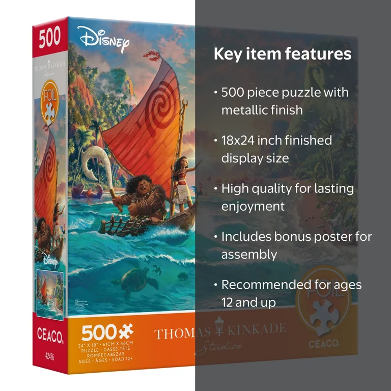 Ceaco 500Piece Foil Thomas Kinkade Disney Moana Interlocking