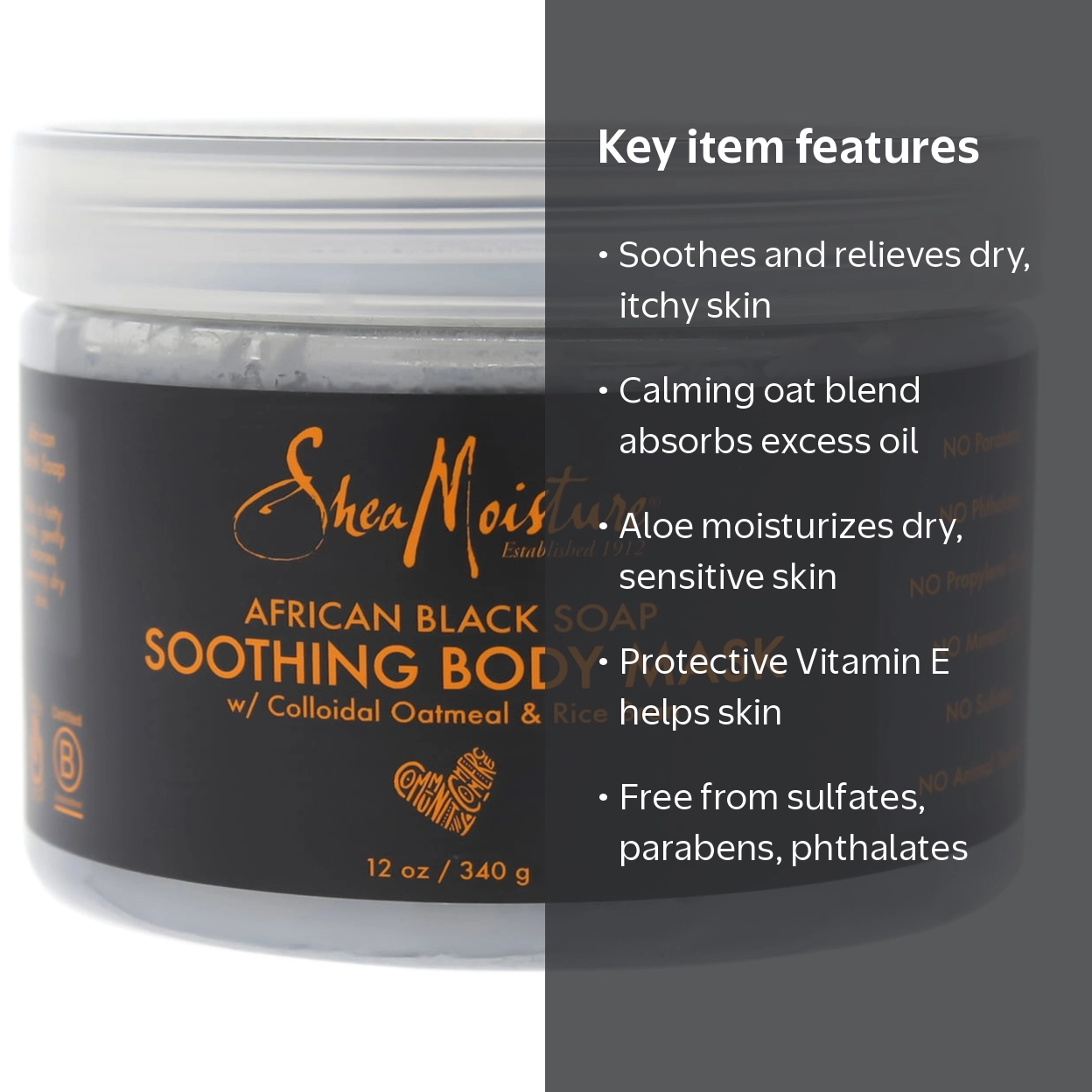 SheaMoisture African Black Soap Body Mask Soothing 12 oz - Walmart.com