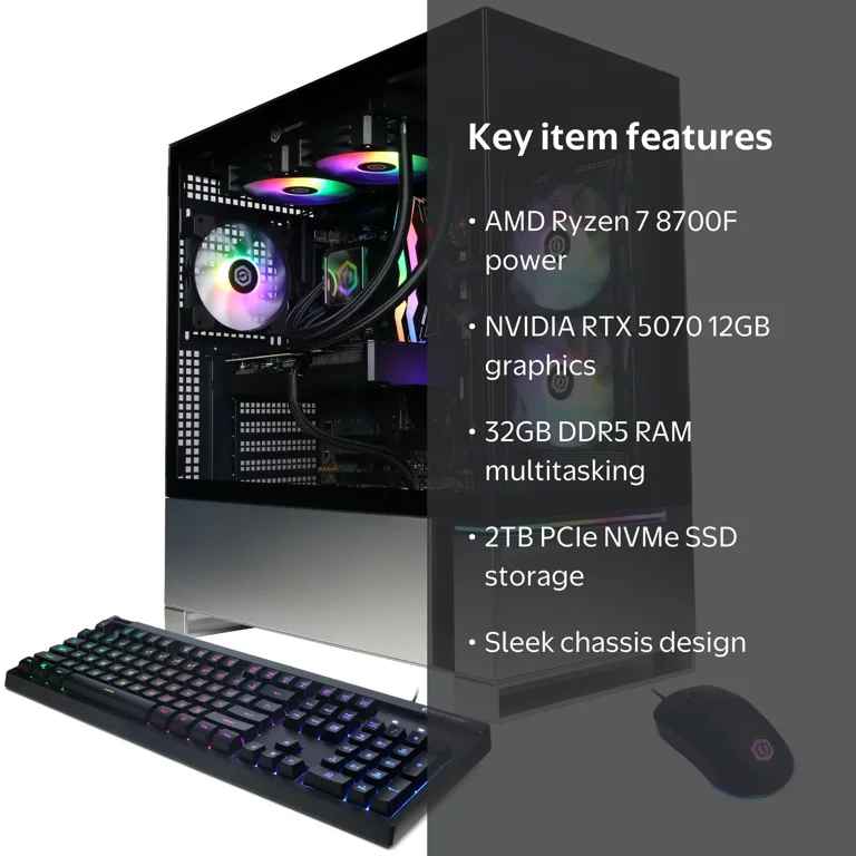 新品　RTX5070 Ryzen 7 8700F 32GB/1TB CyberPowerPC Gamer Supreme Gaming PC, AMD Ryzen 7 8700F, NVIDIA