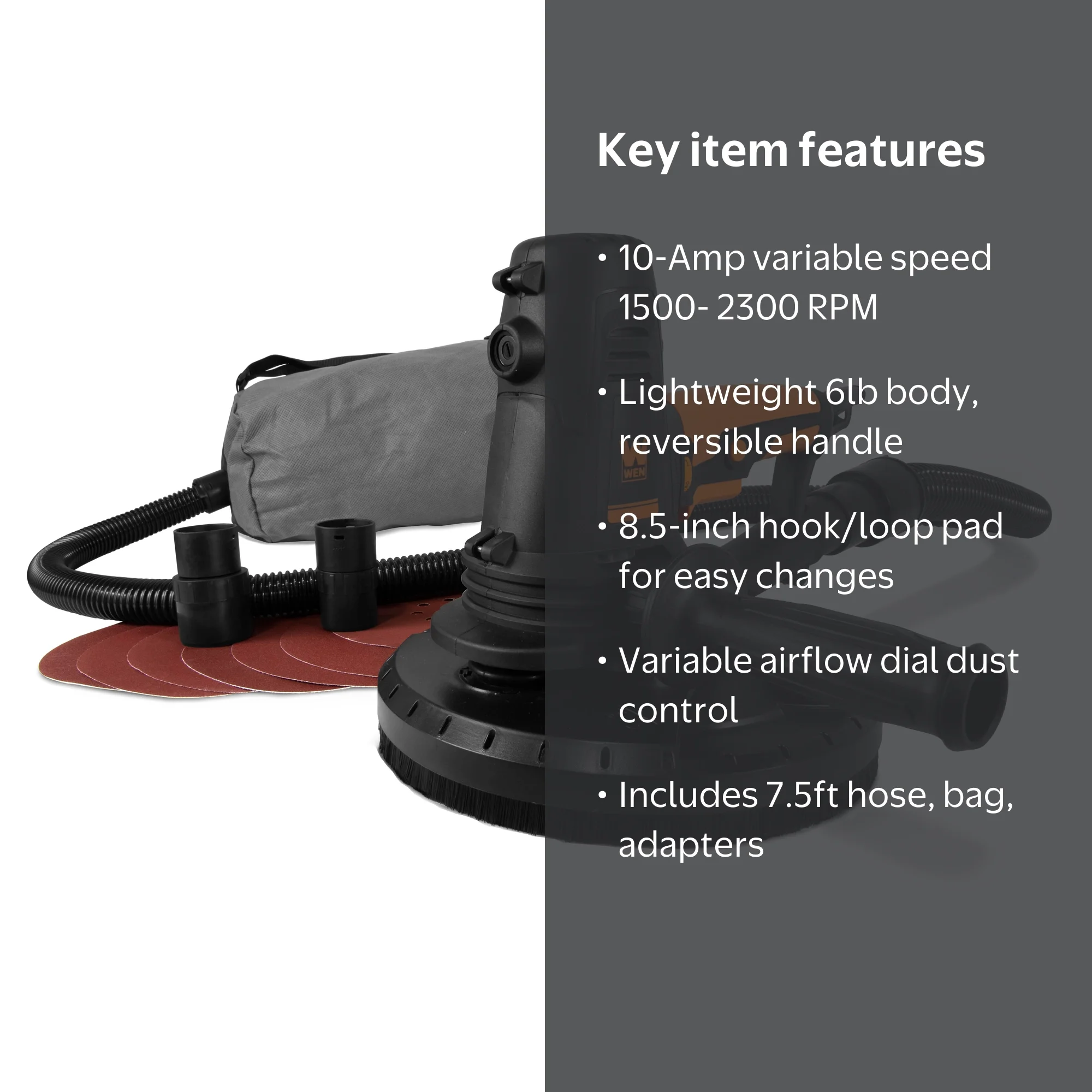 WEN 10-Amp Variable Speed Handheld Drywall Sander with Dust Hose