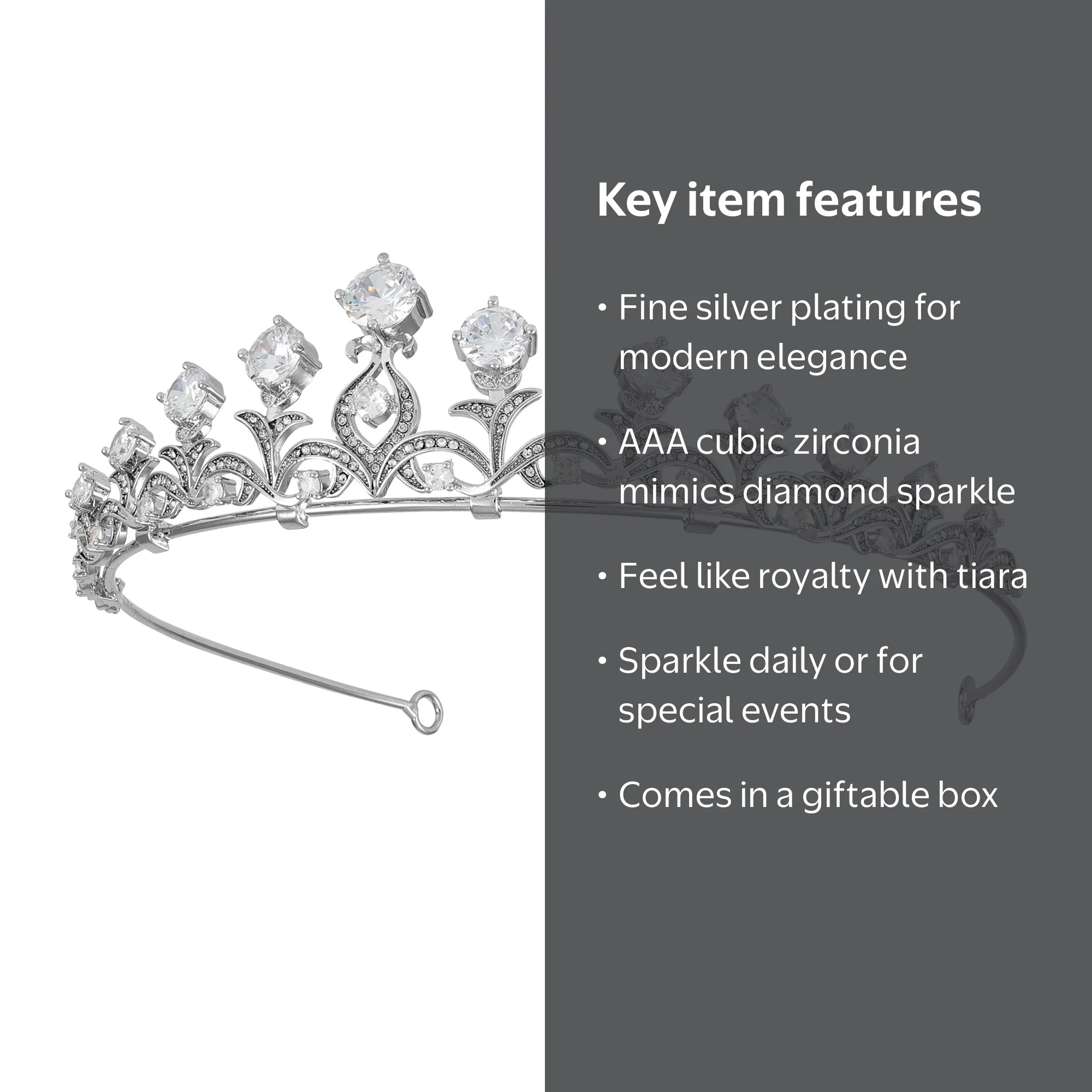 Believe by Brilliance Women's Silver Plate Tiara with AAA Cubic