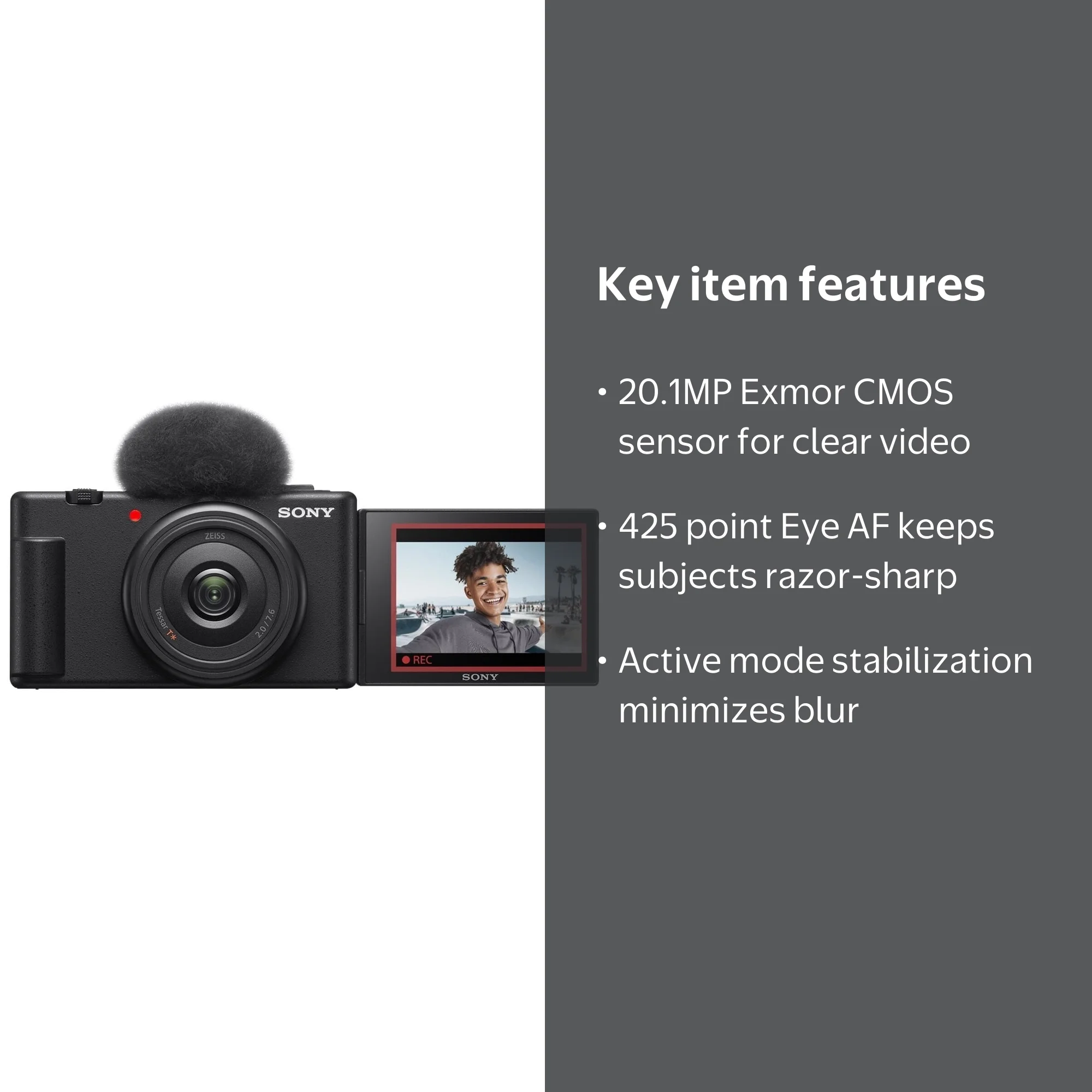 Sony ZV-1F/B 20.1 Megapixel Compact Camera, Black - Walmart.com