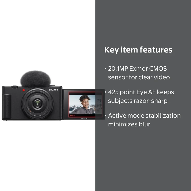 Sony ZV-1F/B 20.1 Megapixel Compact Camera, Black - Walmart.com