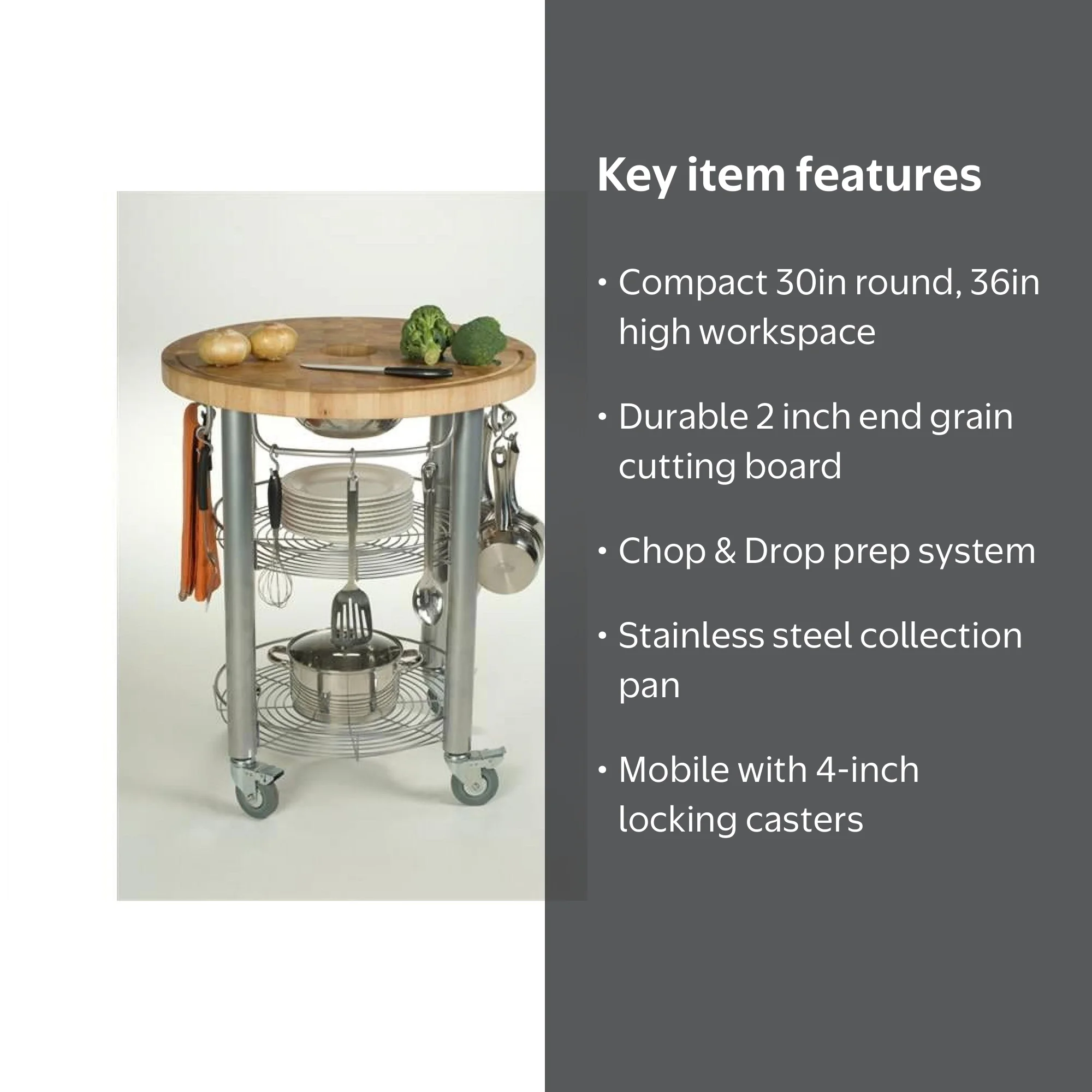 Chris & Chris JET1222 Stadium Kitchen Work Station With Wood Top