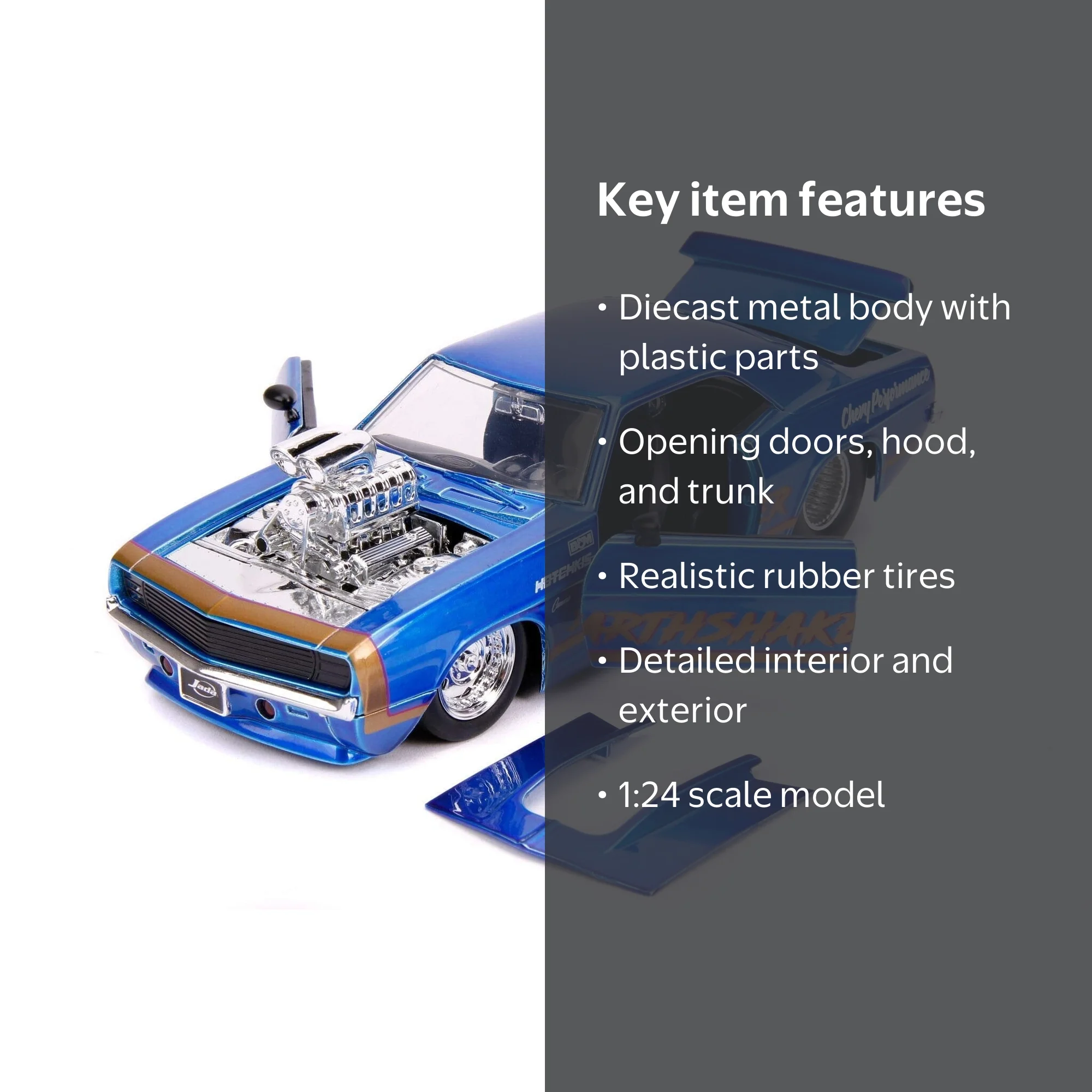 Jada Toys 1969 Chevrolet Camaro Diecast Bigtime Muscle, Candy Blue