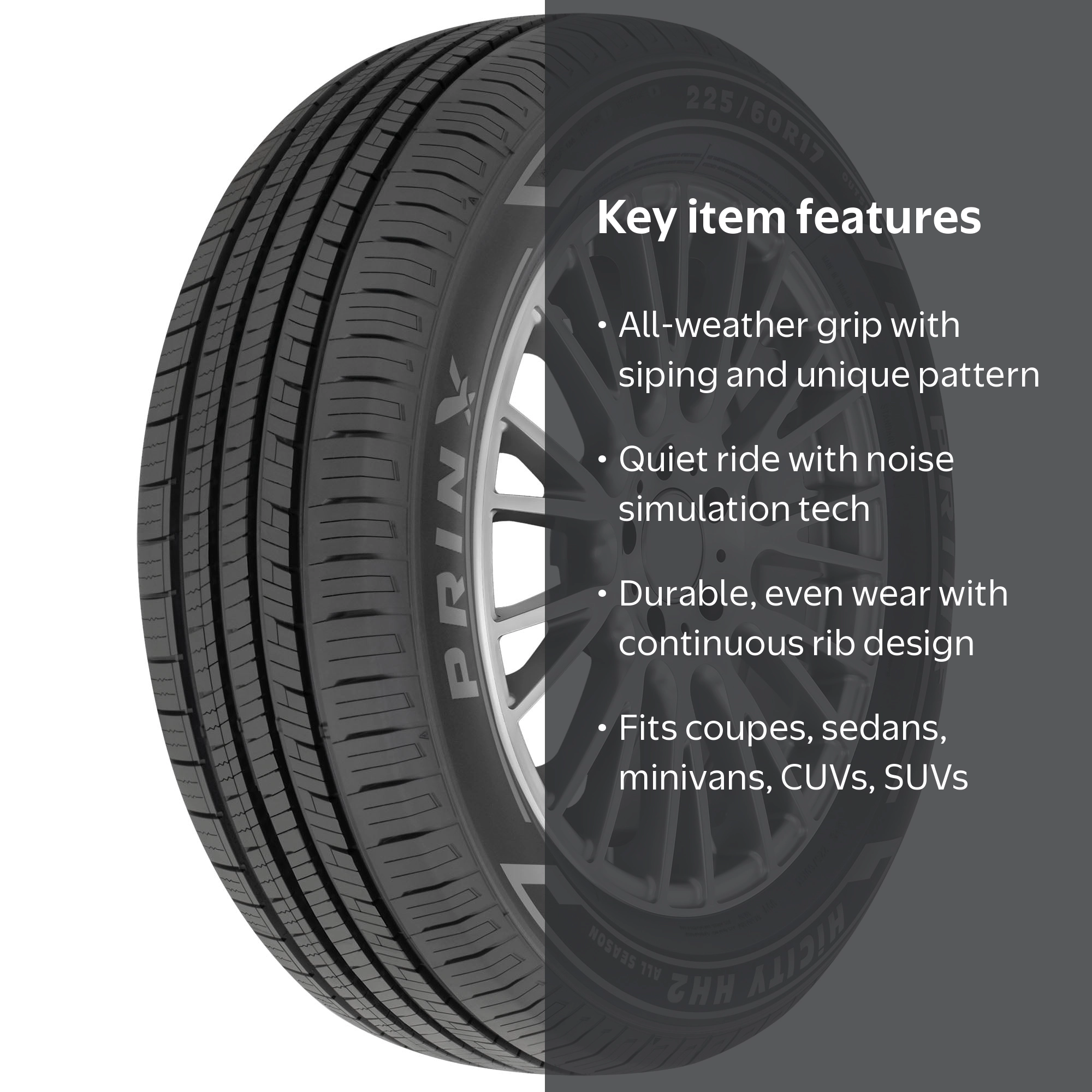 Prinx, Passenger Tire, 225/65R17 102H All Season, All-Season Tread