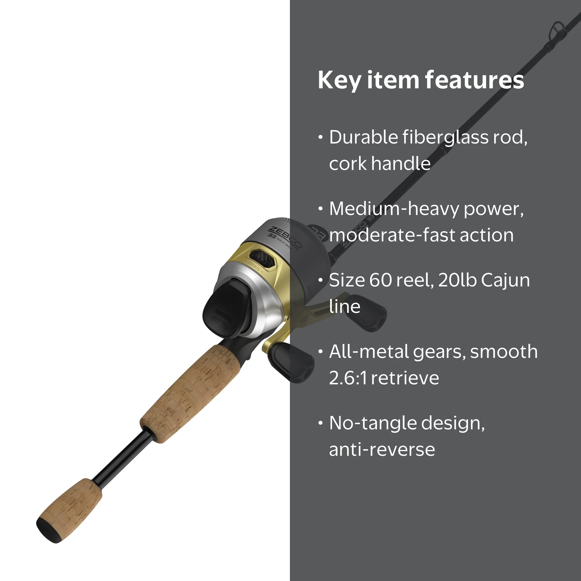 Zebco, Spincast Reel and Fishing Rod Combo, 6'6