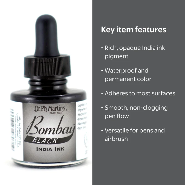 Dr. Ph. Martin's, Bombay India Ink, 1.0 US fl oz, Black - Walmart.com