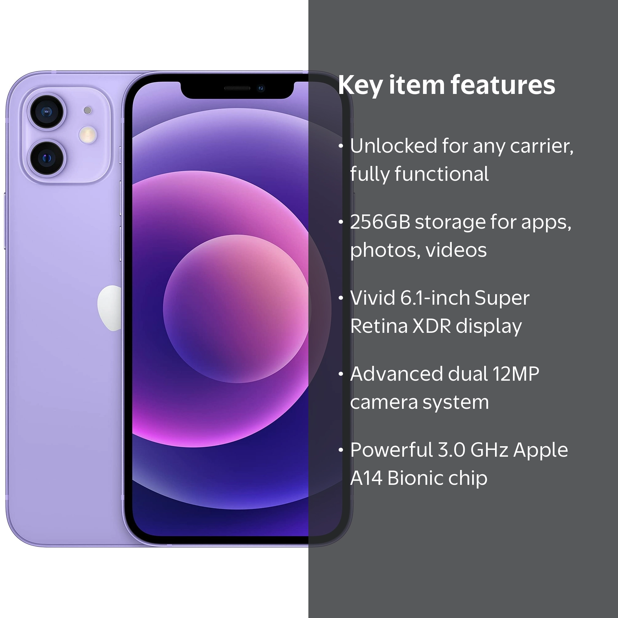 Pre-Owned Apple iPhone 12 - Carrier Unlocked - 256 GB PURPLE (Good