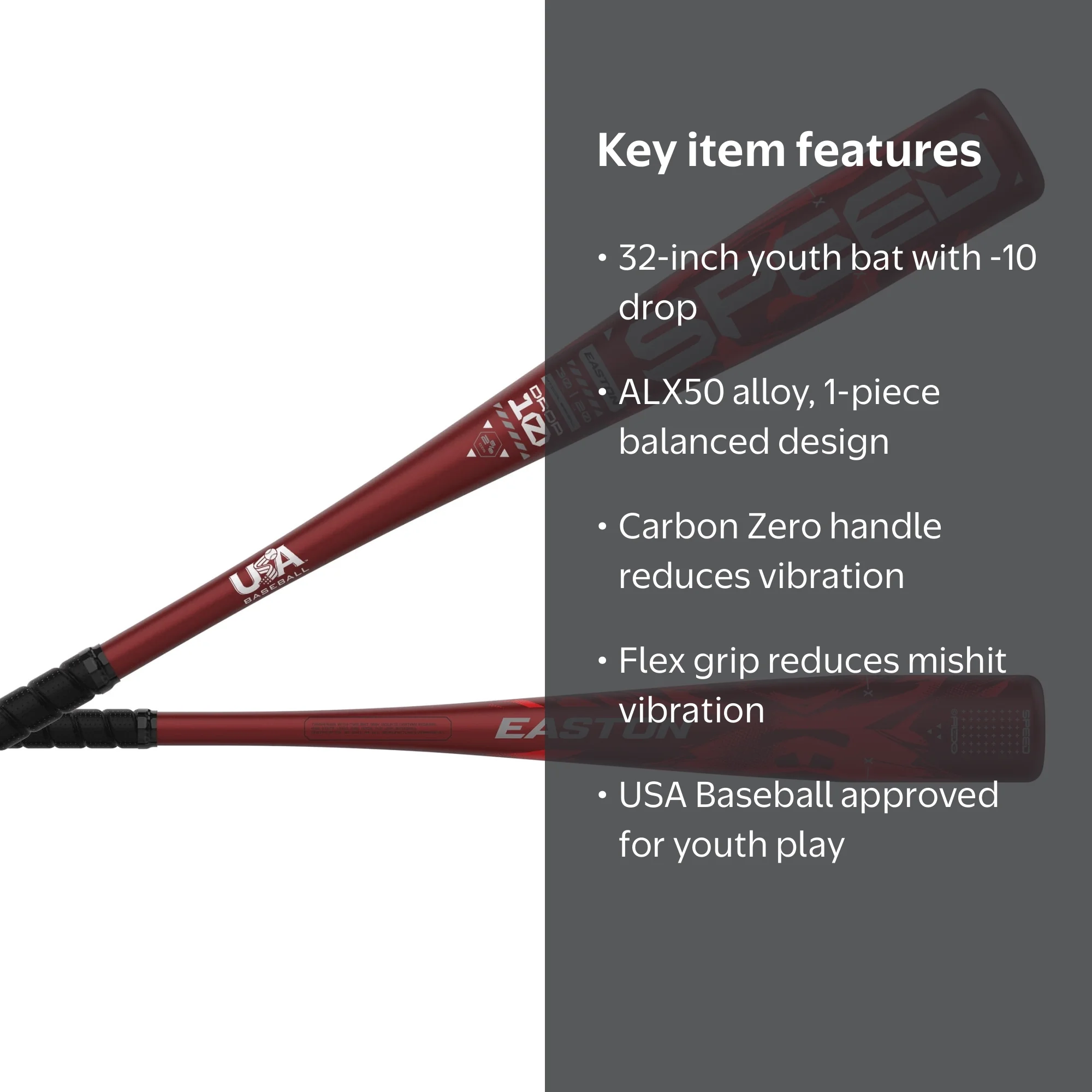 Easton, Youth Baseball Bat, 32-inch -10, Aluminum Speed USA