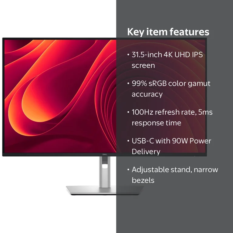 Dell, Pro 32 Plus P3225QE 4K Ultra HD Monitor, 31.5 inch, USB-C