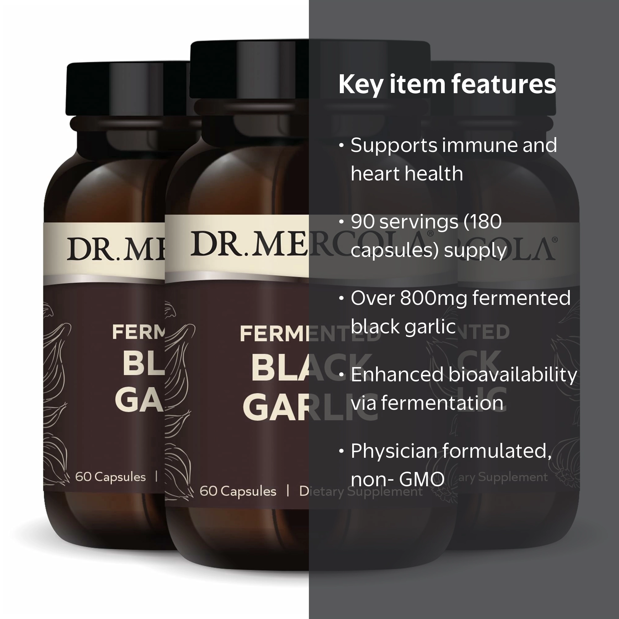 Dr. Mercola Fermented Black Garlic - Antioxidant Supplement - for