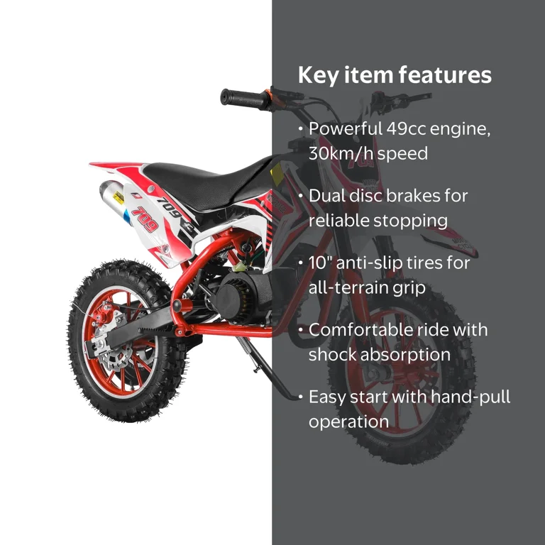 Wharick Gas Power Motocross Bike for Adult & Kids, 49cc 2-Stroke