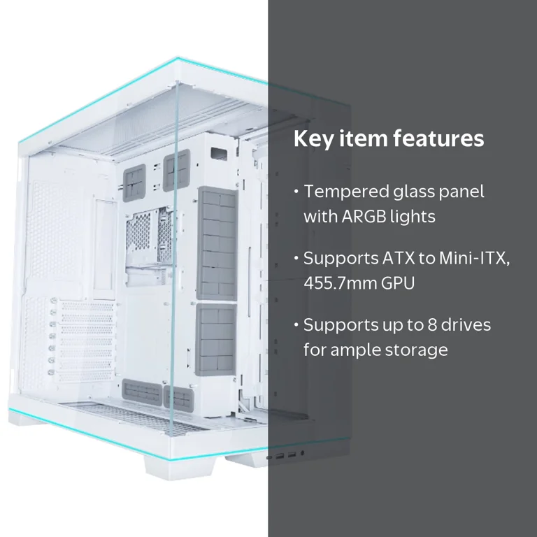 LIAN LI O11 EVO RGB White Aluminum/Steel ATX Mid Tower Gaming