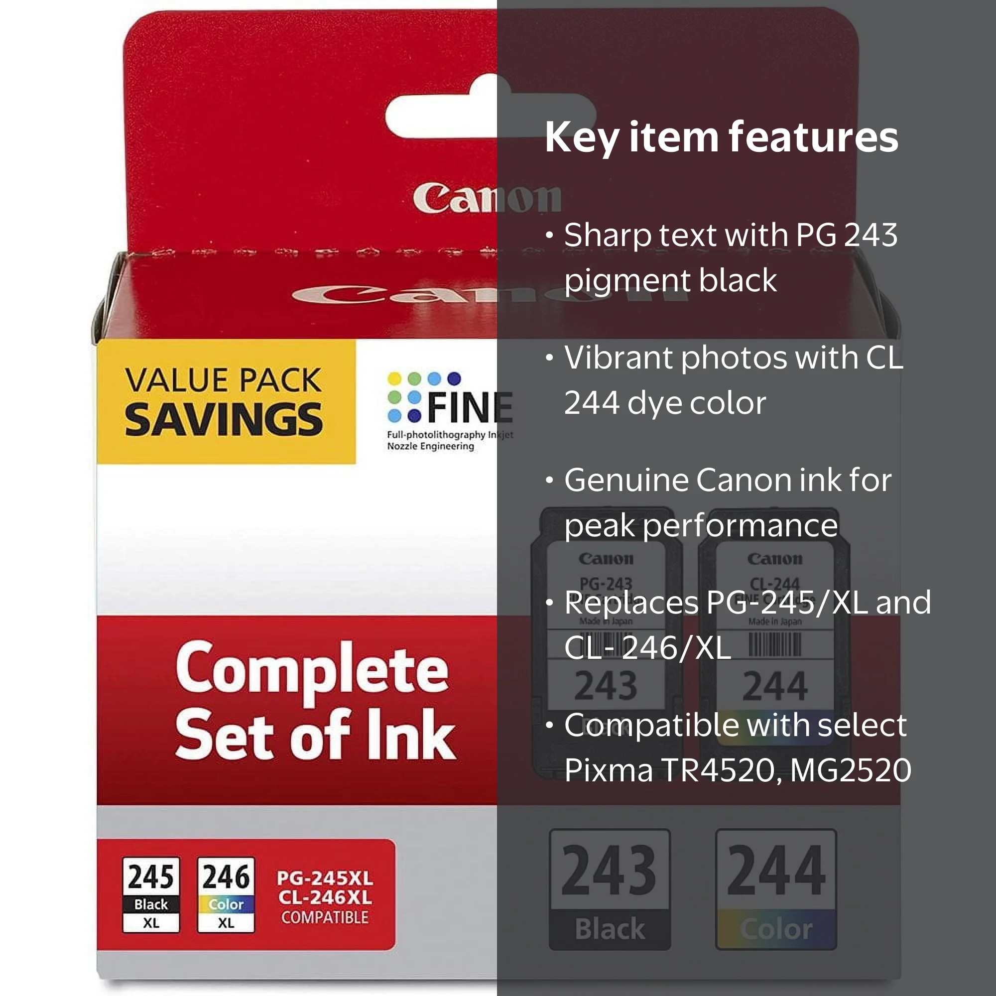 Canon Ink Multi Pack for Pixma TR4520 MG2520 MG2922 MX492 TS302