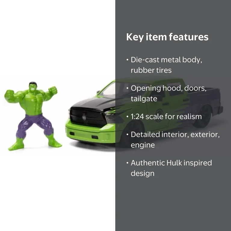Jada Toys, Marvel Avengers Hollywood Rides 1:24 Ram 1500 Hulk