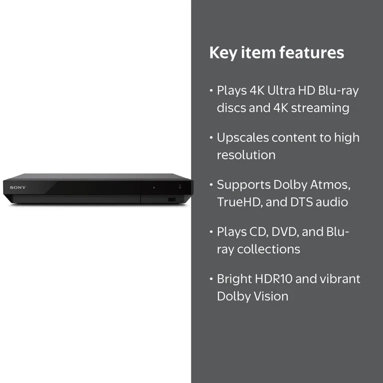Sony, Blu-Ray Player, UBP-X700, 4K HDR Streaming Dolby Atmos