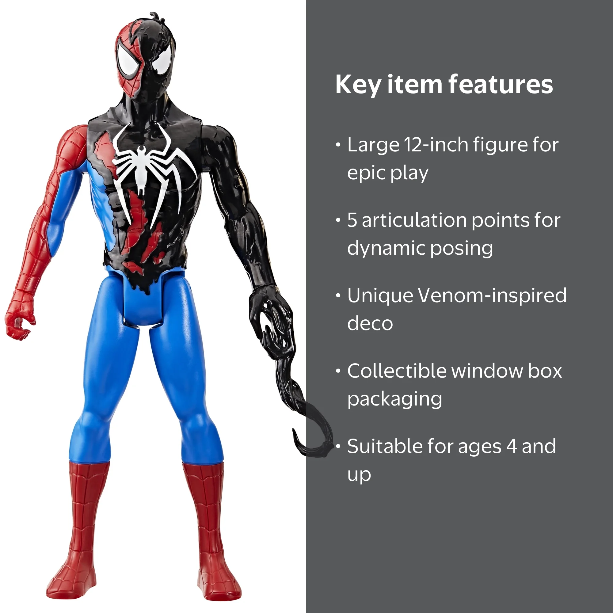 Spider-Man Marvel Action Figure, 12 Inches VenomVersus Titan Hero