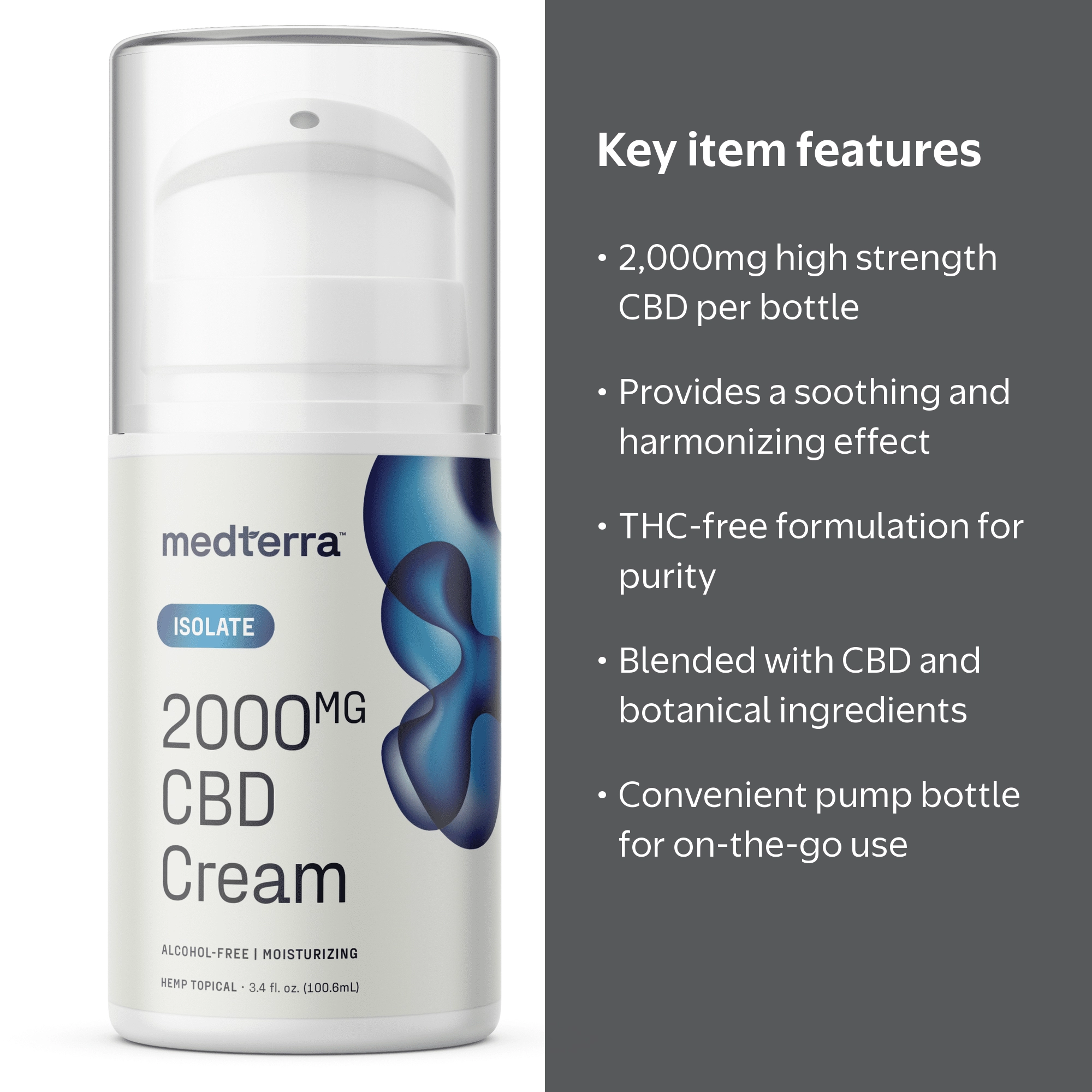 Medterra Relief Rub: 2000mg CBD Isolate Muscle Reliever Cream, 3.4