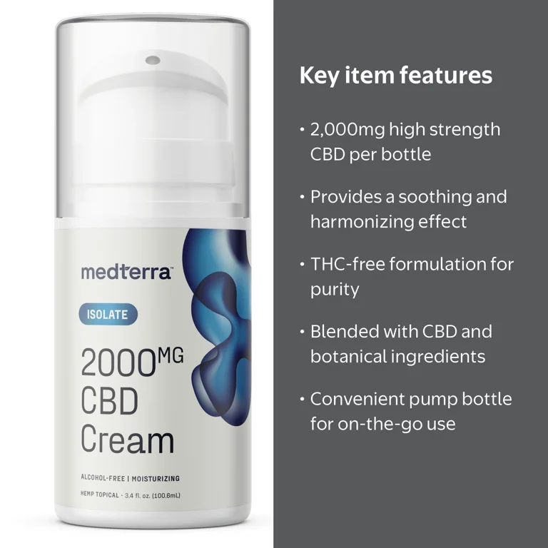 Medterra Relief Rub: 2000mg CBD Isolate Muscle Reliever Cream, 3.4