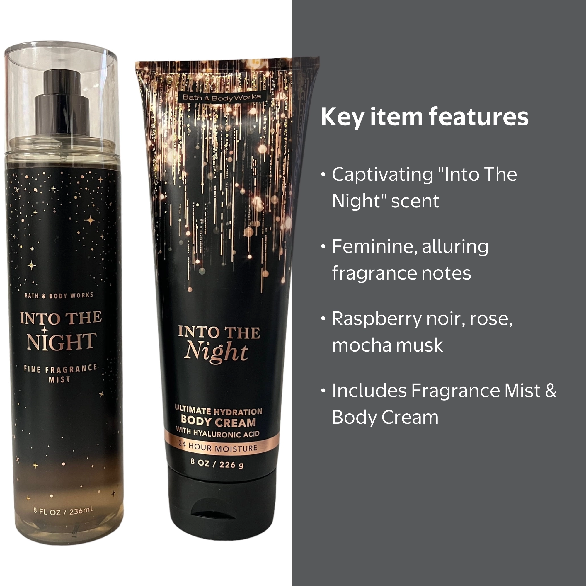 Bath & Body Works, Fragrance Mist & Body Cream Set, Into The Night