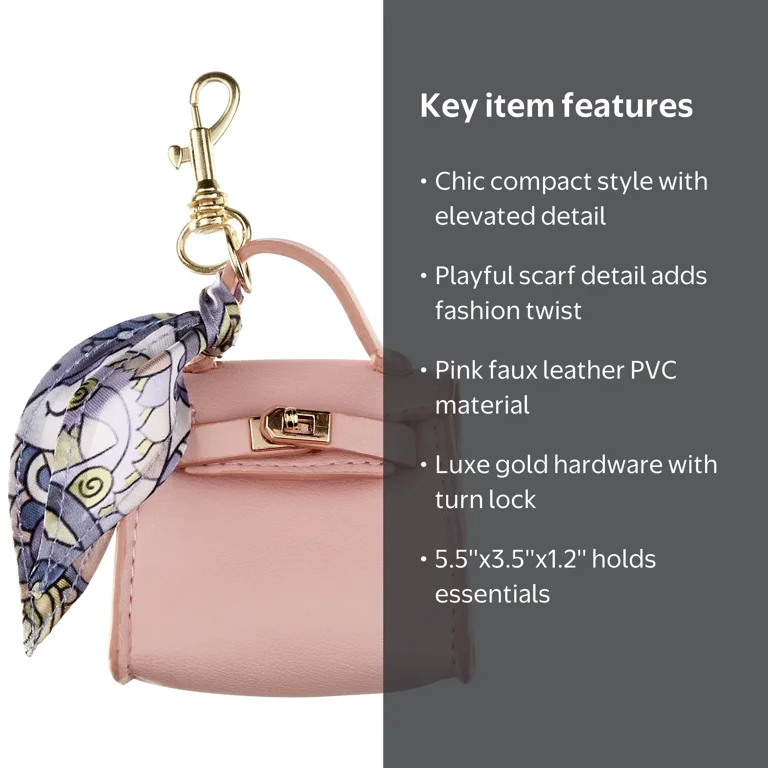 Mini Bag with Scarf Charm by Conair, Pink - Walmart.com