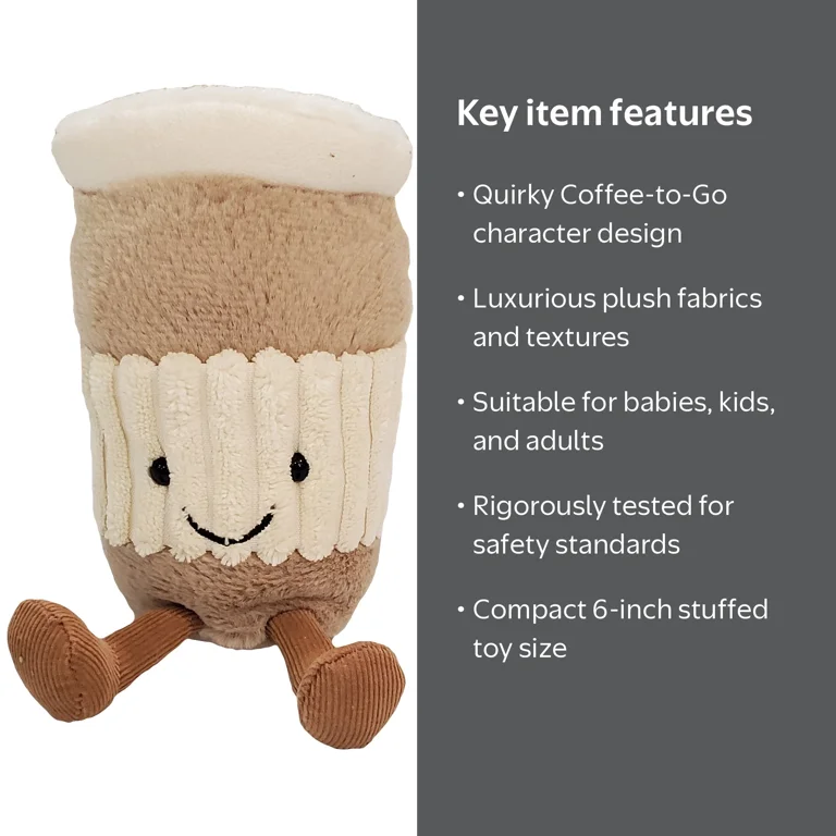 Jellycat Amuseables Coffee-to-Go Stuffed Toy, 6 inches - Drink