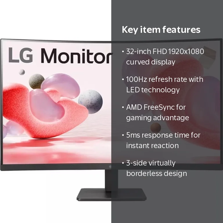 LG, 32-inch FHD Curved Monitor, 32MR50C-B, 100Hz AMD FreeSync
