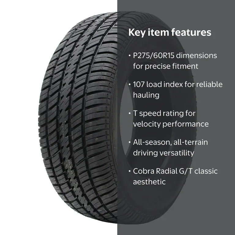 Cooper Cobra Radial G/T P275/60R15 107T WL (2 Tires) for 1990-92